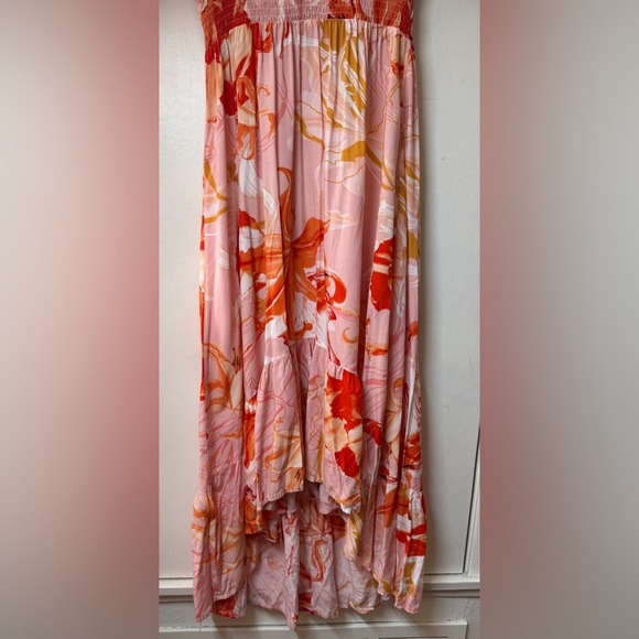 Abel the Label Flower Bomb Pink Orange Tropical Floral High Lo Maxi Dress M - Picture 7 of 14